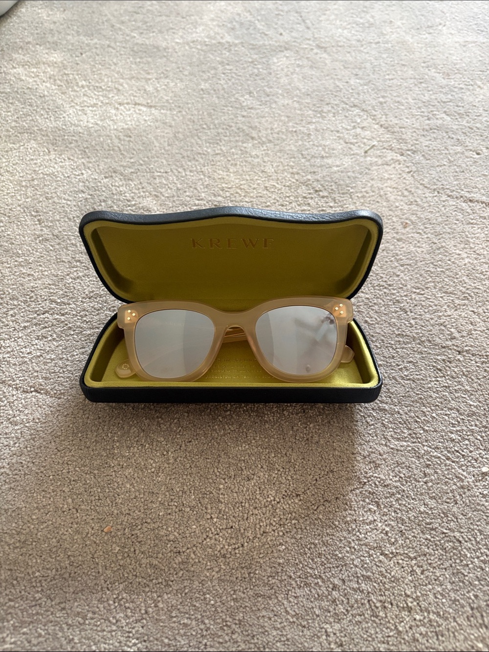 KREWE Translucent Peach Sunglasses with Mirrored Lenses